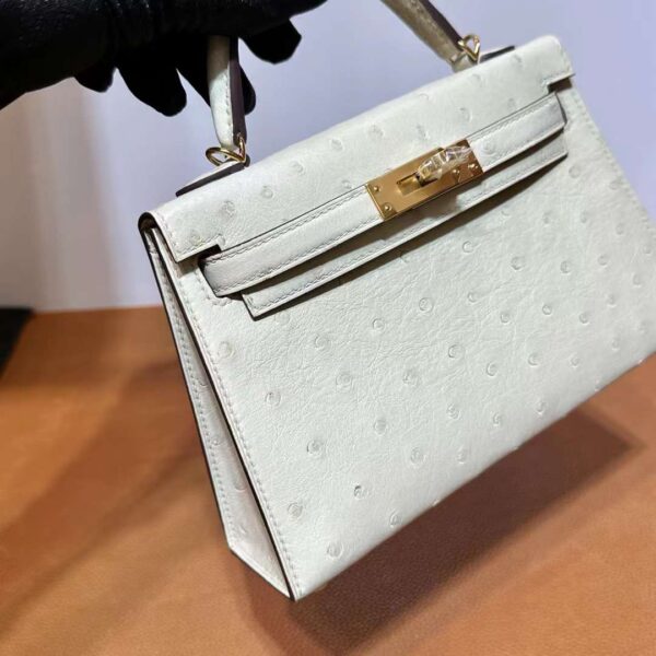 mmexport1718003704059 DDMode Yupoo Mini Kelly Ostrich 3C Wool white Gold Hardware 19cm Full Handmade Ghw