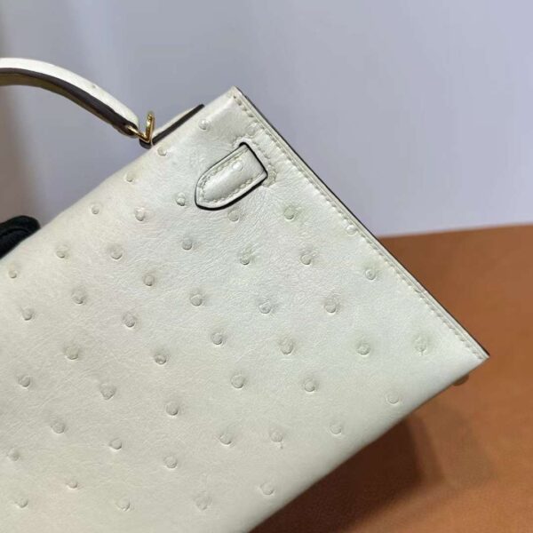 mmexport1718003708638 DDMode Yupoo Mini Kelly Ostrich 3C Wool white Gold Hardware 19cm Full Handmade Ghw