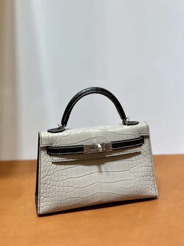 mmexport1718003740606-1 DDMode Yupoo Mini Kelly Matt alligator crocodile Ck80 Pearl grey & CK89 Black Silver Hardware 19cm Full Handmade Phw