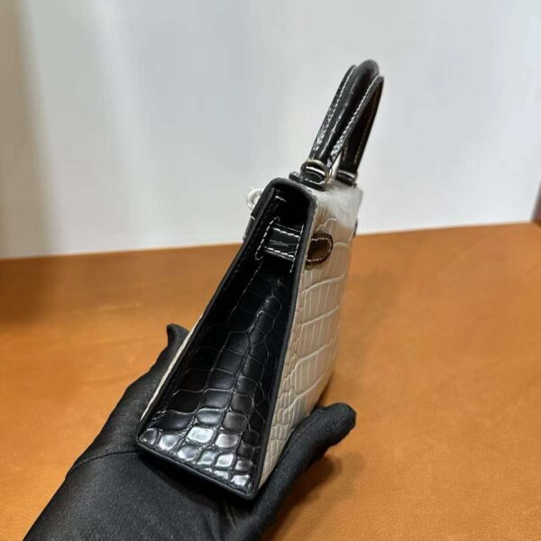 mmexport1718003746025 DDMode Yupoo Mini Kelly Matt alligator crocodile Ck80 Pearl grey & CK89 Black Silver Hardware 19cm Full Handmade Phw