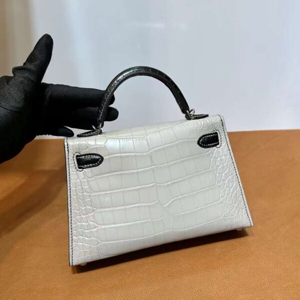 mmexport1718003747407 DDMode Yupoo Mini Kelly Matt alligator crocodile Ck80 Pearl grey & CK89 Black Silver Hardware 19cm Full Handmade Phw