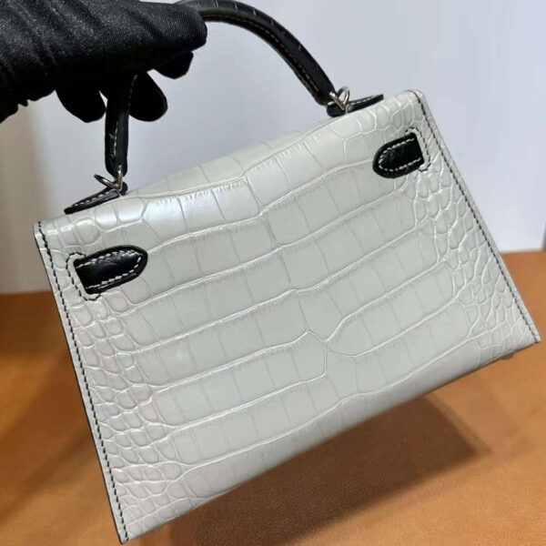 mmexport1718003748888 DDMode Yupoo Mini Kelly Matt alligator crocodile Ck80 Pearl grey & CK89 Black Silver Hardware 19cm Full Handmade Phw