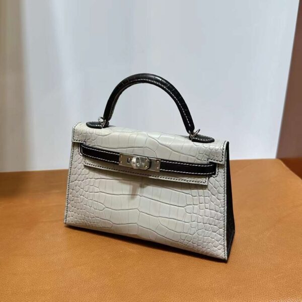 mmexport1718003754180 DDMode Yupoo Mini Kelly Matt alligator crocodile Ck80 Pearl grey & CK89 Black Silver Hardware 19cm Full Handmade Phw