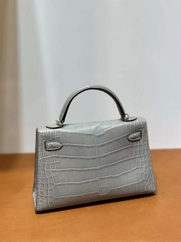 mmexport1718003767408 DDMode Yupoo Mini Kelly Matte alligator crocodile Medium grey Silver Hardware 19cm Full Handmade Phw