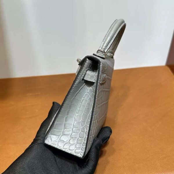 mmexport1718003774158 DDMode Yupoo Mini Kelly Matte alligator crocodile Medium grey Silver Hardware 19cm Full Handmade Phw