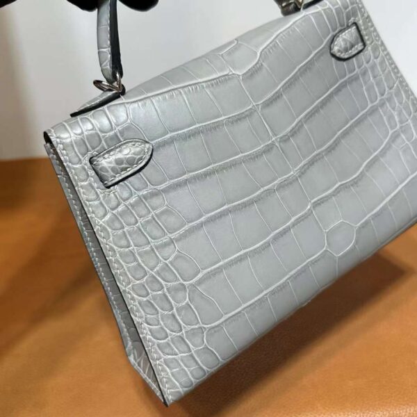 mmexport1718003776906 DDMode Yupoo Mini Kelly Matte alligator crocodile Medium grey Silver Hardware 19cm Full Handmade Phw