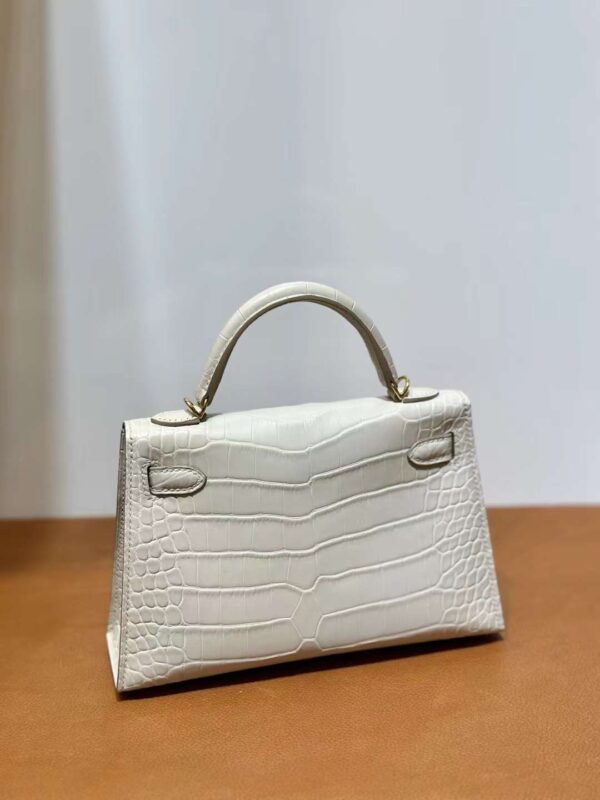 mmexport1718003796864 DDMode Yupoo Mini Kelly Matte alligator crocodile 8L Ice White Gold Hardware 19cm Full Handmade Ghw