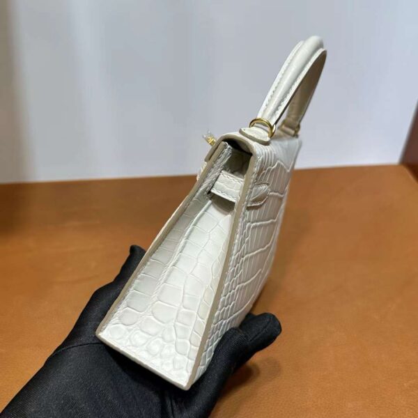 mmexport1718003802808 DDMode Yupoo Mini Kelly Matte alligator crocodile 8L Ice White Gold Hardware 19cm Full Handmade Ghw