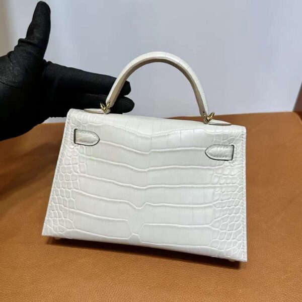 mmexport1718003804269 DDMode Yupoo Mini Kelly Matte alligator crocodile 8L Ice White Gold Hardware 19cm Full Handmade Ghw