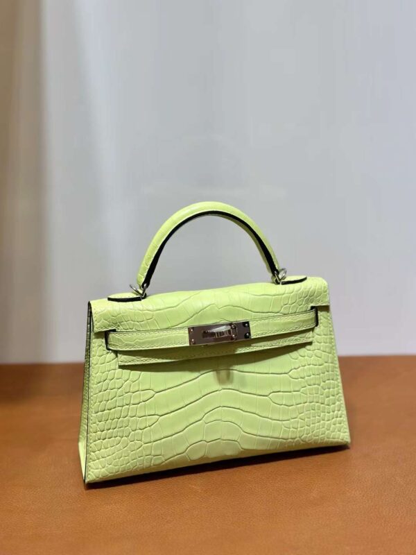 mmexport1718003820313-1 DDMode Yupoo Mini Kelly Matte alligator crocodile 9R Bud yellow Silver Hardware 19cm Full Handmade Phw