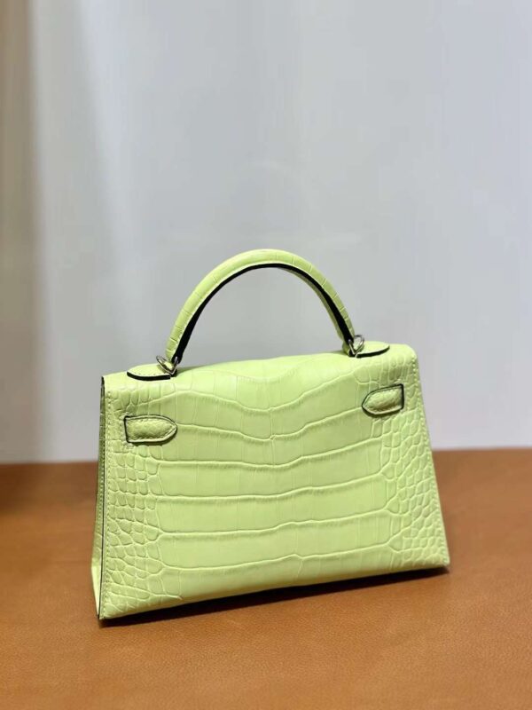 mmexport1718003821696 DDMode Yupoo Mini Kelly Matte alligator crocodile 9R Bud yellow Silver Hardware 19cm Full Handmade Phw