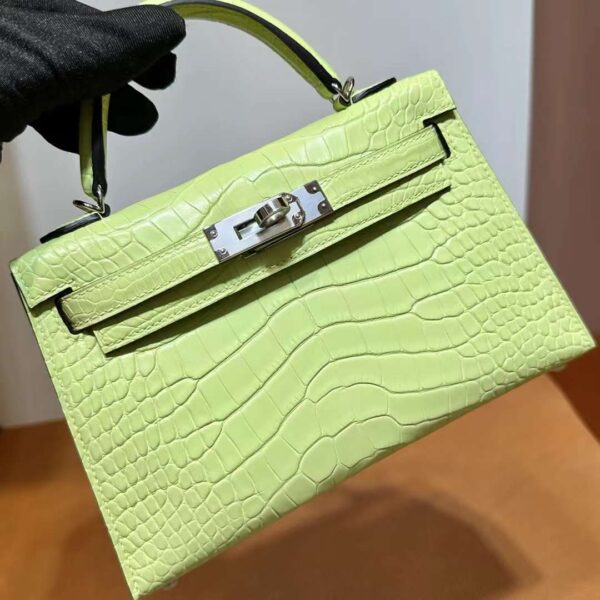 mmexport1718003824560 DDMode Yupoo Mini Kelly Matte alligator crocodile 9R Bud yellow Silver Hardware 19cm Full Handmade Phw