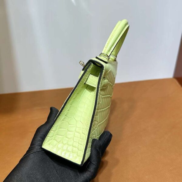 mmexport1718003828238 DDMode Yupoo Mini Kelly Matte alligator crocodile 9R Bud yellow Silver Hardware 19cm Full Handmade Phw