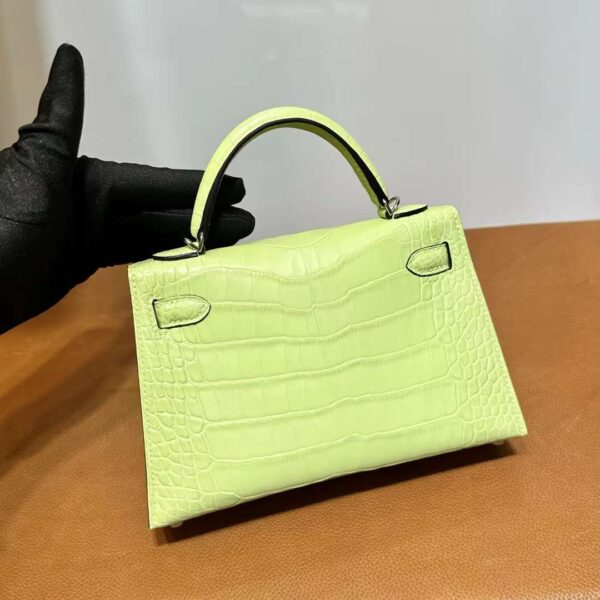 mmexport1718003829532 DDMode Yupoo Mini Kelly Matte alligator crocodile 9R Bud yellow Silver Hardware 19cm Full Handmade Phw