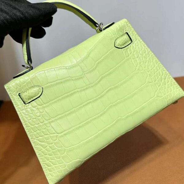mmexport1718003830978 DDMode Yupoo Mini Kelly Matte alligator crocodile 9R Bud yellow Silver Hardware 19cm Full Handmade Phw