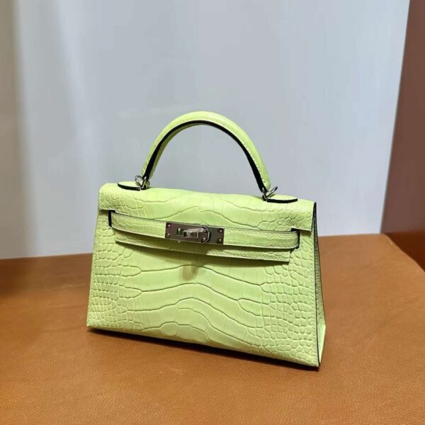 mmexport1718003832276 DDMode Yupoo Mini Kelly Matte alligator crocodile 9R Bud yellow Silver Hardware 19cm Full Handmade Phw
