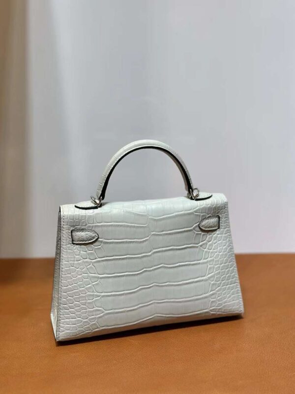 mmexport1718003847309 DDMode Yupoo Mini Kelly Matte alligator crocodile 0V Crystal grey Silver Hardware 19cm Full Handmade Phw