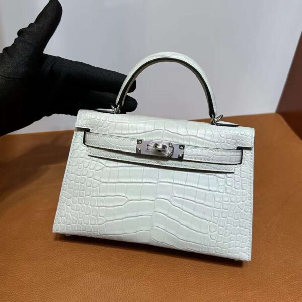 mmexport1718003848706 DDMode Yupoo Mini Kelly Matte alligator crocodile 0V Crystal grey Silver Hardware 19cm Full Handmade Phw