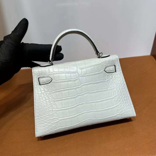 mmexport1718003853025 DDMode Yupoo Mini Kelly Matte alligator crocodile 0V Crystal grey Silver Hardware 19cm Full Handmade Phw