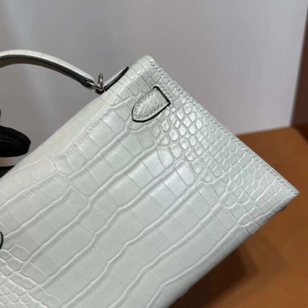 mmexport1718003854424 DDMode Yupoo Mini Kelly Matte alligator crocodile 0V Crystal grey Silver Hardware 19cm Full Handmade Phw