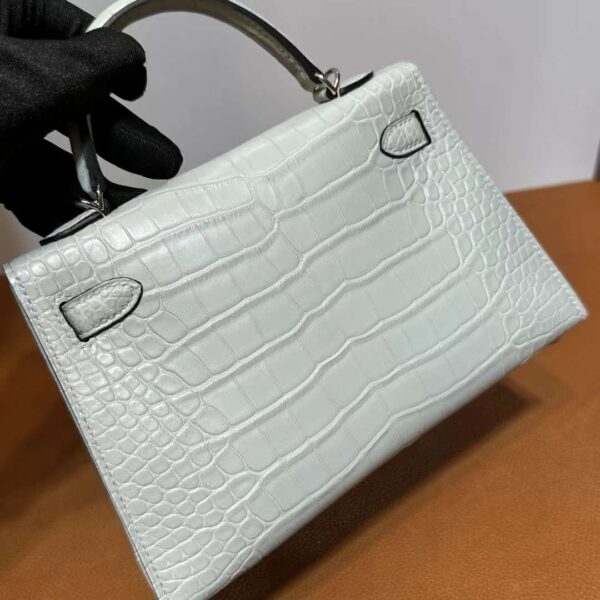 mmexport1718003855837 DDMode Yupoo Mini Kelly Matte alligator crocodile 0V Crystal grey Silver Hardware 19cm Full Handmade Phw