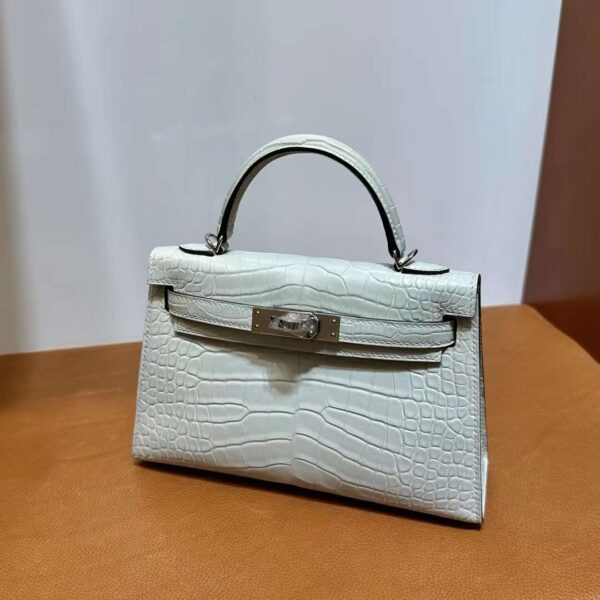 mmexport1718003857604 DDMode Yupoo Mini Kelly Matte alligator crocodile 0V Crystal grey Silver Hardware 19cm Full Handmade Phw