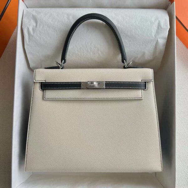 mmexport1718504962815 DDMode Reviews Kelly Epsom Ck10 Cream White & Black Silver Hardware 25cm Full Handmade Phw