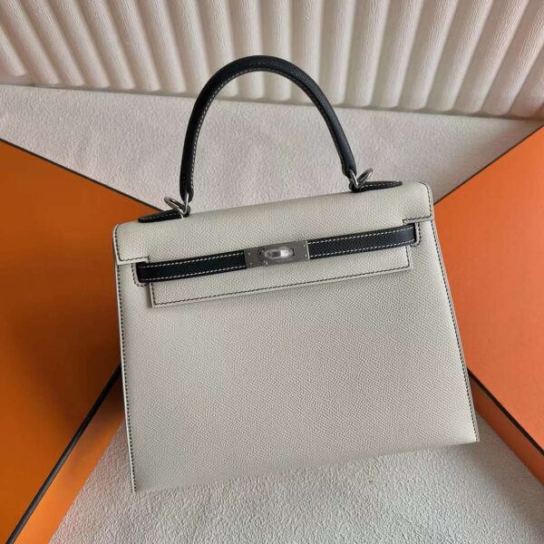 mmexport1718504964385-1 DDMode Reviews Kelly Epsom Ck10 Cream White & Black Silver Hardware 25cm Full Handmade Phw