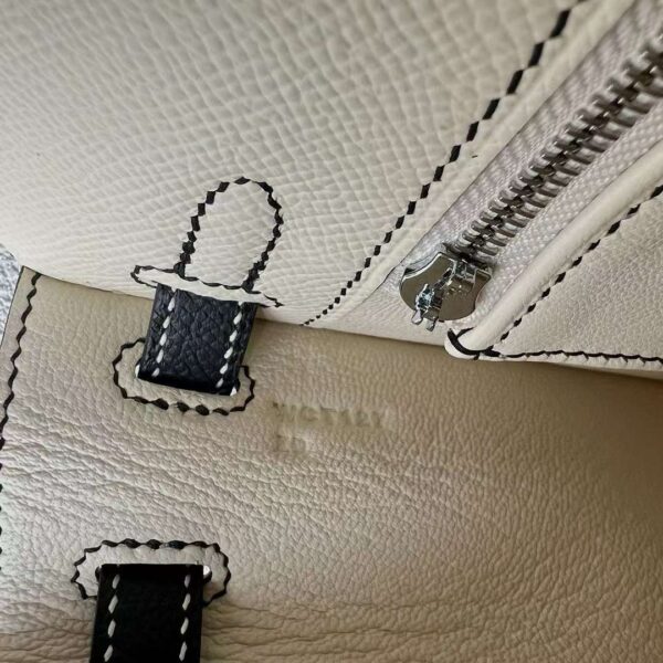 mmexport1718504973859 DDMode Reviews Kelly Epsom Ck10 Cream White & Black Silver Hardware 25cm Full Handmade Phw