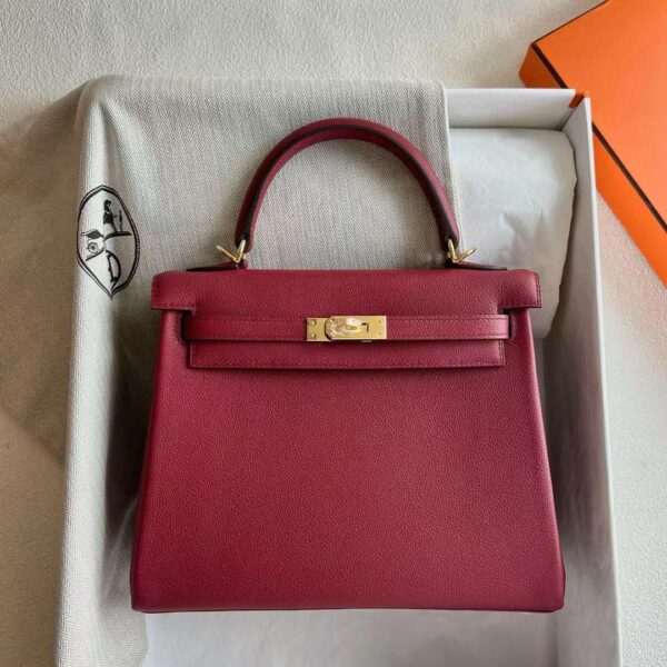 mmexport1723948752249 DDMode Kelly Evercolor K1 garnet Red Gold Hardware 25cm Full Handmade Ghw