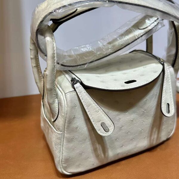 mmexport1724813869558 DDMode Mini Lindy Ostrich 3C Wool white Silver Hardware 19cm Full Handmade Phw
