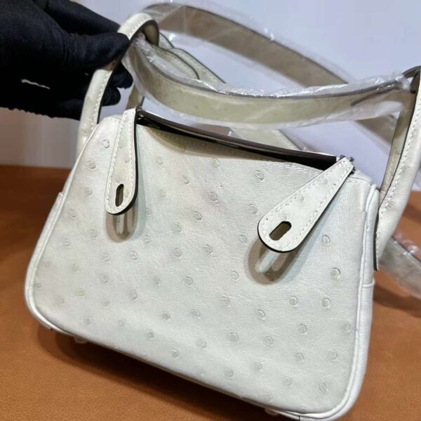mmexport1724813871938 DDMode Mini Lindy Ostrich 3C Wool white Silver Hardware 19cm Full Handmade Phw