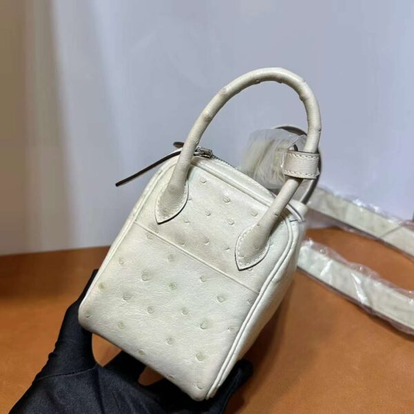 mmexport1724813874446 DDMode Mini Lindy Ostrich 3C Wool white Silver Hardware 19cm Full Handmade Phw