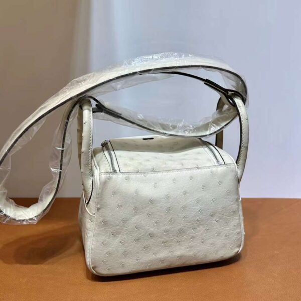 mmexport1724813876743 DDMode Mini Lindy Ostrich 3C Wool white Silver Hardware 19cm Full Handmade Phw