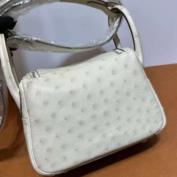 mmexport1724813881101 DDMode Mini Lindy Ostrich 3C Wool white Silver Hardware 19cm Full Handmade Phw