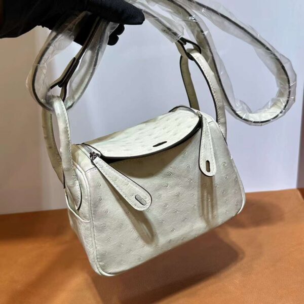 mmexport1724813883417 DDMode Mini Lindy Ostrich 3C Wool white Silver Hardware 19cm Full Handmade Phw