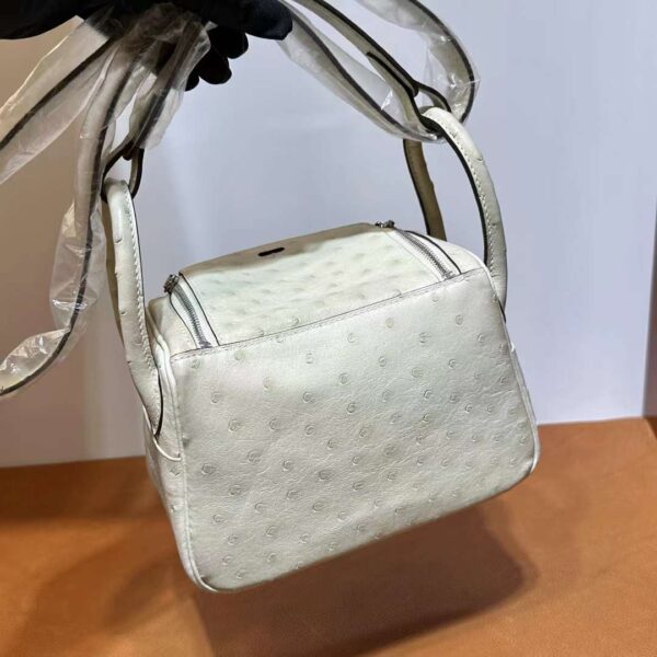 mmexport1724813886031 DDMode Mini Lindy Ostrich 3C Wool white Silver Hardware 19cm Full Handmade Phw