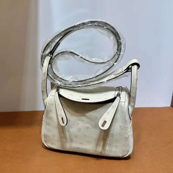 mmexport1724813888633 DDMode Mini Lindy Ostrich 3C Wool white Silver Hardware 19cm Full Handmade Phw