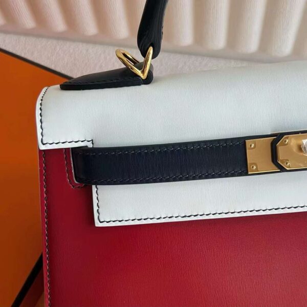 mmexport1725443490590 DDMode Factory Kelly Box Ck95 Ferrari red & 01 White & Ck76 Deep Blue Gold Hardware 28cm Full Handmade Ghw