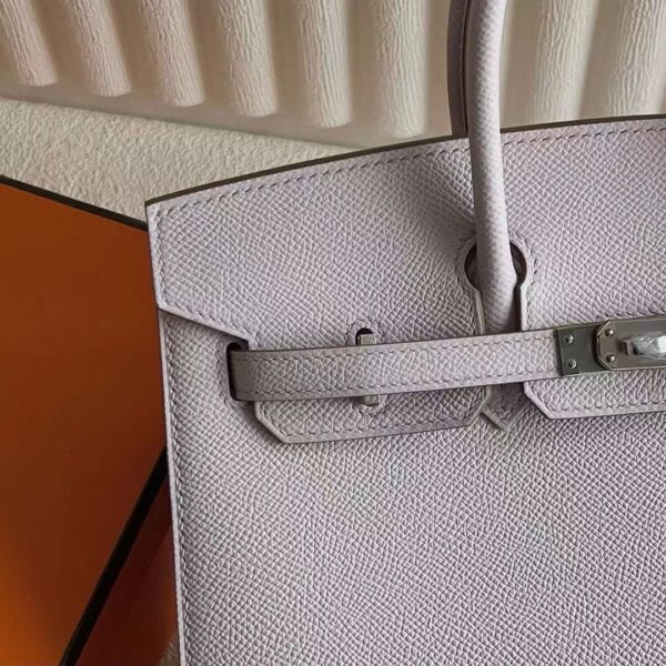 mmexport1725961552520 DDMode Bags Birkin Sellier Epsom 09 Light Purple Pink Silver Hardware 25cm Full Handmade Phw