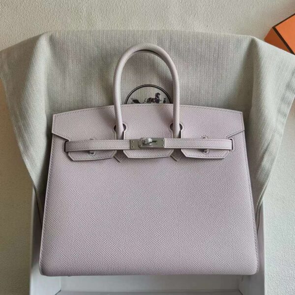 mmexport1725961573573 DDMode Bags Birkin Sellier Epsom 09 Light Purple Pink Silver Hardware 25cm Full Handmade Phw