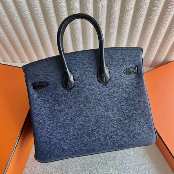 mmexport1726794753576 DDMode Birkin Touch Togo & Shiny Alligator Crocodile 7U Deep Blue & Black Gold Hardware 25cm Full Handmade Ghw