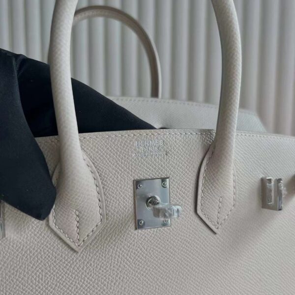 mmexport1727233344310 DDMode Bags Birkin Sellier Epsom Ck10 Cream White Silver Hardware 25cm Full Handmade Phw