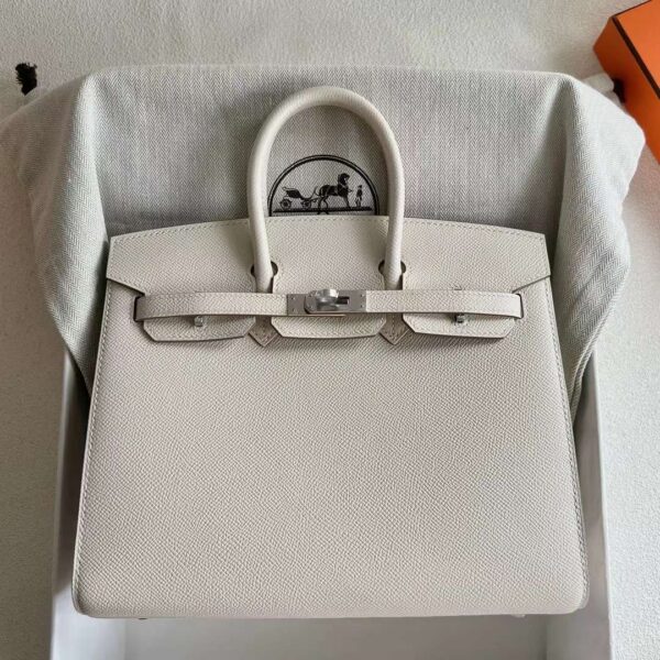 mmexport1727233384151 DDMode Bags Birkin Sellier Epsom Ck10 Cream White Silver Hardware 25cm Full Handmade Phw