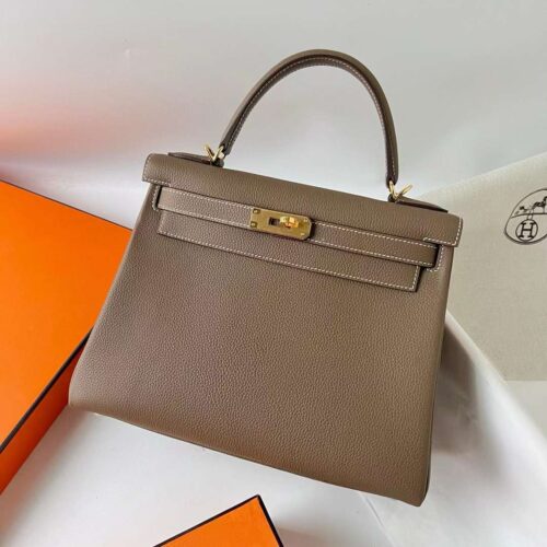 DDMode Yupoo Kelly Togo Ck18 Etoupe Grey Gold Hardware 28cm Full Handmade Ghw