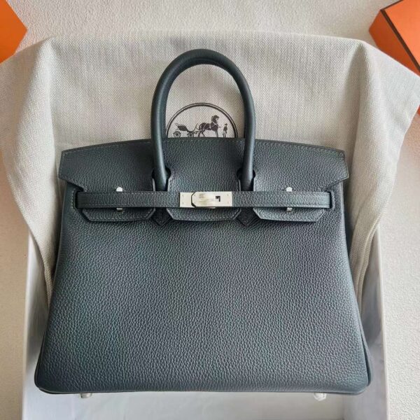 mmexport1727362909055 DDMode Bags Birkin Togo 6O Pine green Silver Hardware 25cm Full Handmade Phw