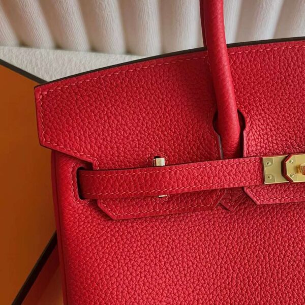 mmexport1727362915578 DDMode Bags Birkin Togo S3 Bright Red Gold Hardware 25cm Full Handmade Ghw