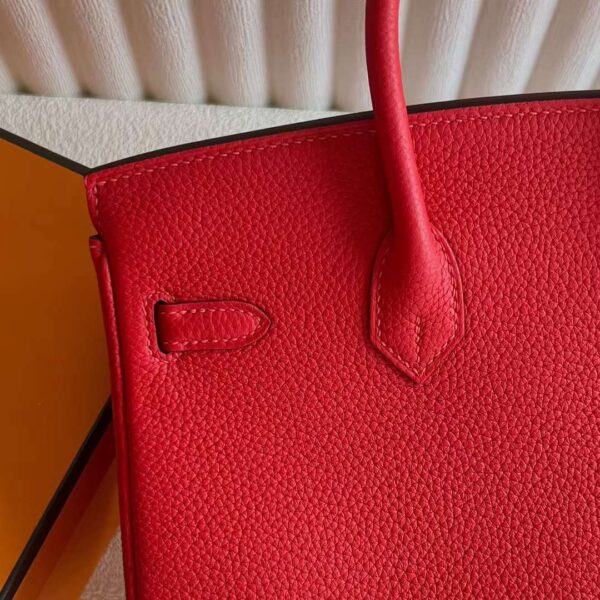 mmexport1727362920658 DDMode Bags Birkin Togo S3 Bright Red Gold Hardware 25cm Full Handmade Ghw