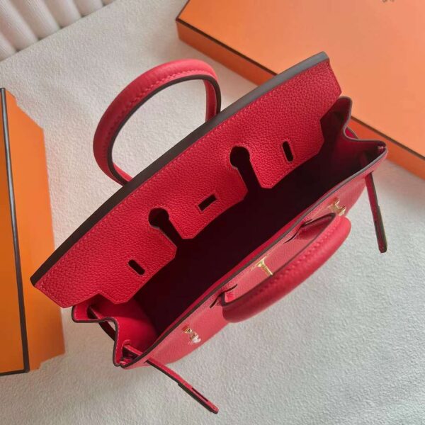 mmexport1727362922611 DDMode Bags Birkin Togo S3 Bright Red Gold Hardware 25cm Full Handmade Ghw