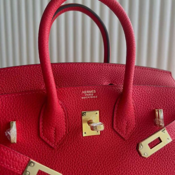 mmexport1727362924107 DDMode Bags Birkin Togo S3 Bright Red Gold Hardware 25cm Full Handmade Ghw
